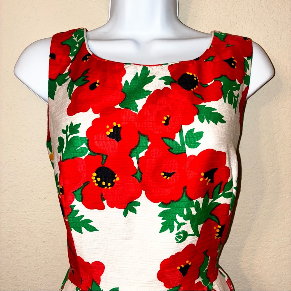 15% Discount - 70’s Vintage Malia Honolulu Red & Green Sheath Dress with pockets - Picture 3 of 10